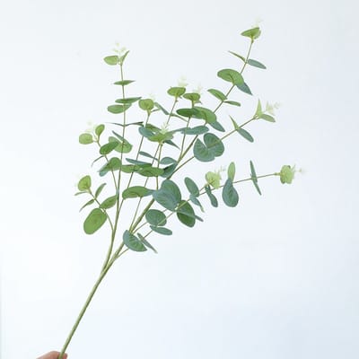 Eucalyptus tak - groen - zijden bloemen - 3 stelen - onderhoudsvrij - 77 cm - kunstbloemen
