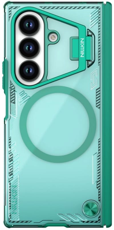 Nillkin Hoesje Geschikt voor Samsung Galaxy Z Fold 7 - IceBlade Prop Magnetic - Compatibel met MagSafe - Back Cover met Camera Bescherming / Kickstand Standaard - Duurzaam - Groen