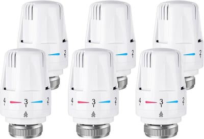 Verpakking van 6 thermostaatverwarmers, M30 x 1,5 handwiel radiatorknop, radiatorthermostaat, thermostatische kraankop, radiatorkraan, standaard radiator, radiatorvervangingskop, voor kantoor en thuis - Cyslmuk®
