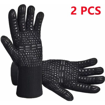 BBQ-handschoenen 1472℉ Hittebestendige grillhandschoenen Siliconen antislip ovenwanten Keukenhandschoenen voor barbecue, grillen, koken en bakken black