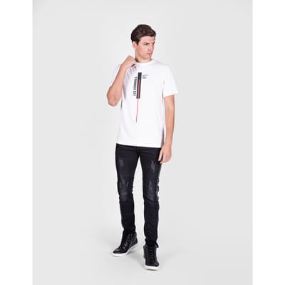 Les Hommes T-shirt Vertical Line Mannen Wit