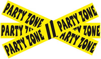 Folat Markeerlint party zone - 3x stuks - 15 meter - geel/zwart - afzetlint feest versiering - verjaardag thema feest