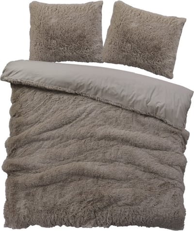 iSleep Dekbedovertrek Teddy Plush - Tweepersoons - 200x200/220 cm - Zand