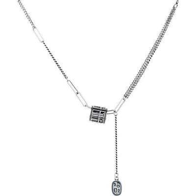 S925 Sterling Zilver Retro Financiële Middelen Rollende Abacus Gelukskwasten Ketting Nationale Stijl Wilde Sleutelbeenketting white