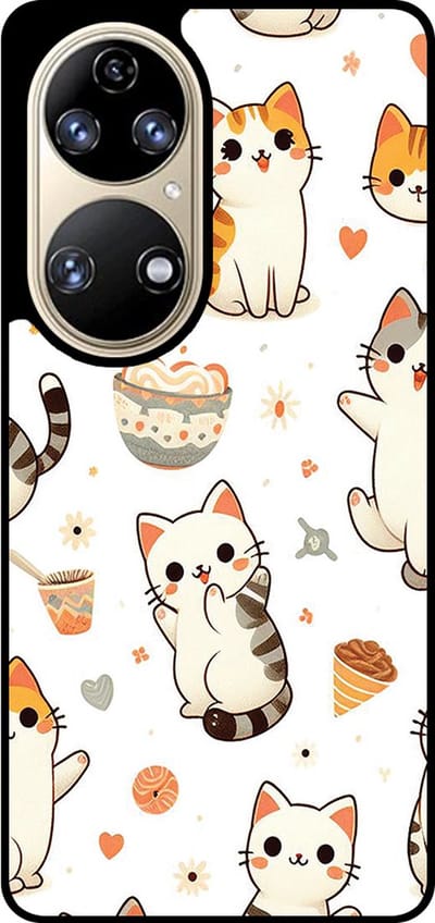 Smartphonica Telefoonhoesje Geschikt voor Huawei P50 met katten opdruk - TPU backcover case cat design geschikt voor Huawei P50