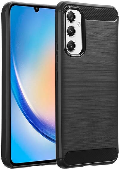 Shop4 - Samsung Galaxy A82 5G Hoesje - Zacht TPU Back Cover - Brushed Carbon Look - Zwart