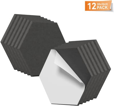 ACXIN 3D Akoestische Geluidsabsorber Panelen - Zelfklevend Schuim - Zwart Hexagon - 0,9cm Polyester