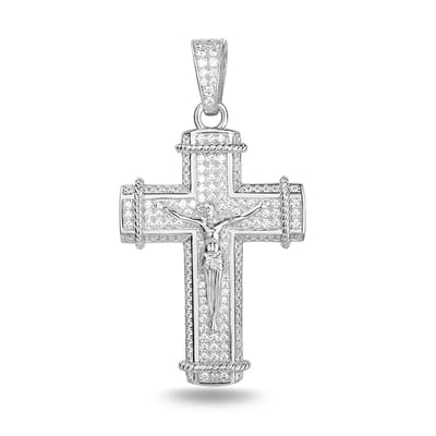 Juwelier Zwartevalk zilveren (gerhodineerd) kruis hanger met zirkonia - 24.267