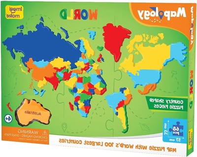 Wereldkaart Puzzel - Educatief Speelgoed - Geografie Leren - Vormen van Landen - 65 Delen - Meerkleurig