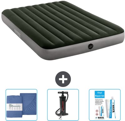 Intex Luchtbed - 2-Persoons - 152 x 203 x 25 cm - Groen - Inclusief Hoeslaken - Pomp en Reparatieset