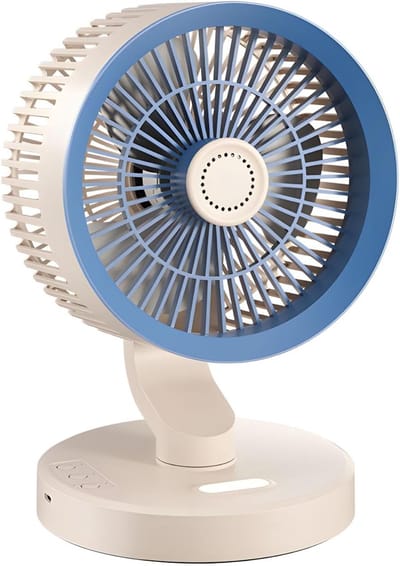 Oscillerende bureauventilator USB-C oplaadbaar - 1800 mAh tafelventilator met brede luchtcirculatie voor thuis, kantoor en slaapkamer, compact model in blauw