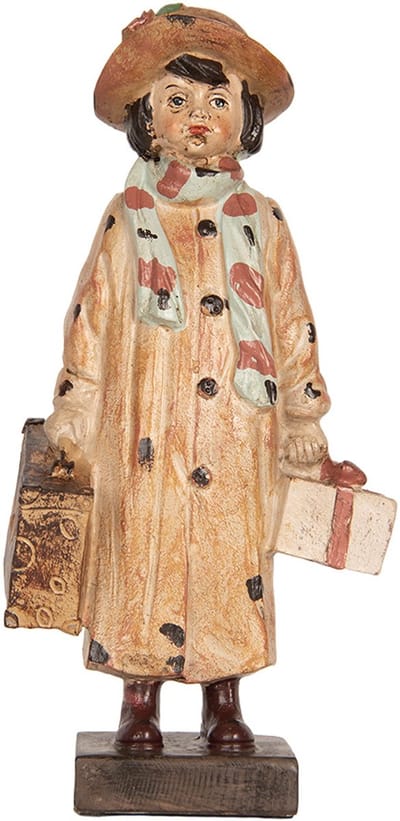 Clayre & Eef Decoratie Beeld Kind 14x9x27 cm Bruin Kunststof