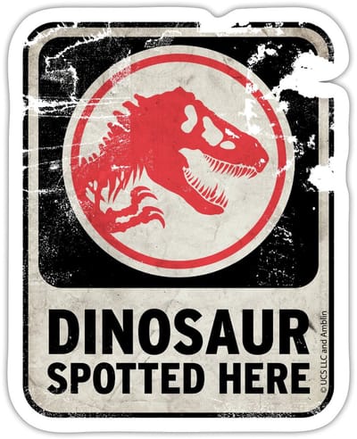 Jurassic World Dinosaur Spotted Here Sticker Maat S (max. 10 x 10cm)