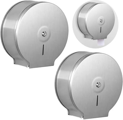 Dailygoods- Toiletpapierdispenser wandmontage - roestvrij staal - waterdicht - grote rol - handdoekhouder - schokbestendig - 27 x 26 x 11,8 cm