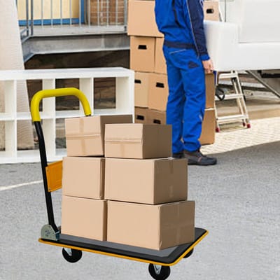 STILVORA Platformwagen – Opvouwbaar En Wendbaar – 150 Kg – Staal – Geel – Voor Magazijn, Verhuizing En Bagage – Met 360 Graden Wielen