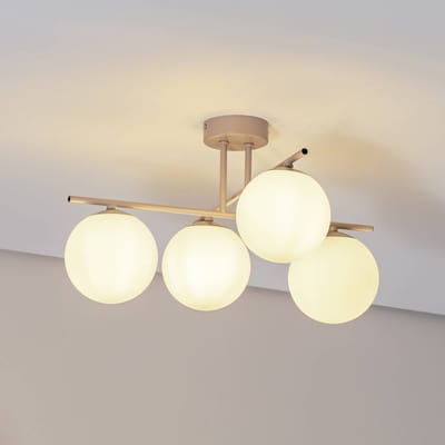 Domiluce Aurora plafondlamp, beige, Ø 50 cm, 4-lamps, glas, E14