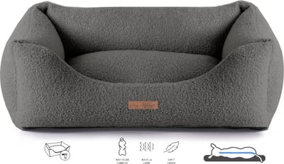 Dog's Lifestyle Orthopedische hondenmand Boucle Antraciet M 75cm -Ook in L en XL - Wasbare hoes