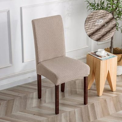 Housse de chaise Jacquard imperméable en forme de T, pour salle à manger, hôtel, Banquet, décoration de maison, en Spandex, housse de siège de tabouret élastique chameau