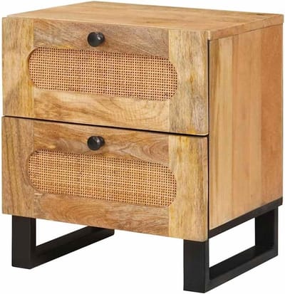 Nachtkastje Hout - Slaapkamerkastje - Opbergen Nachtspullen - Massief Mangohout - 40 x 33 x 46 cm - Naturel