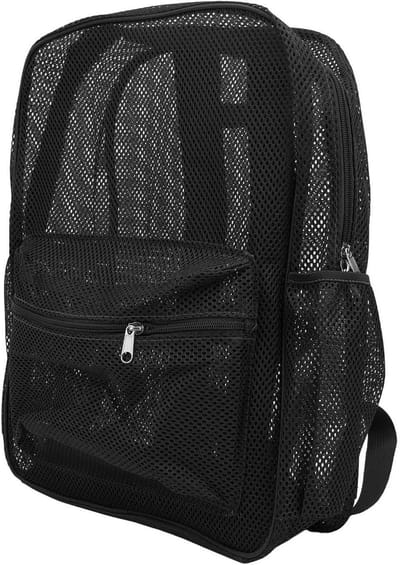 JGS Premium - Mesh rugzak met brede schouderriem en grote capaciteit voor studenten, lichtgewicht - zwart voor sport en strand