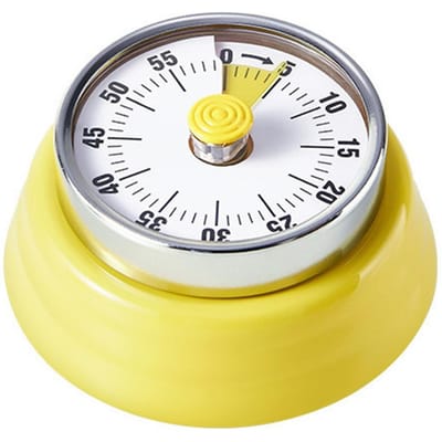 Minuteur de cuisine mécanique, Horloge visuelle à compte à rebours de 60 minutes, Rappel sonore magnétique de gestion du temps pour la cuisine jaune