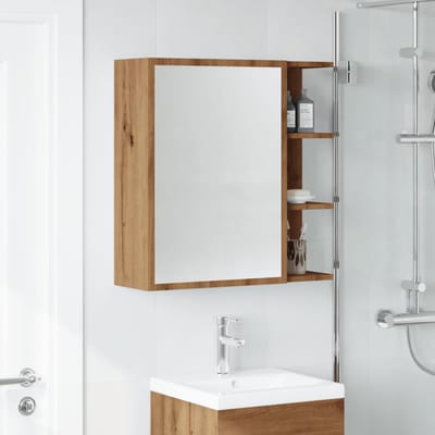 vidaXL - Badkamerspiegelkast - 62,5x20,5x64 - cm - bewerkt - hout - artisan - eiken