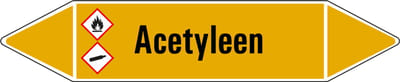 Acetyleen leidingmarkering op vel 126 x 26 mm - 5 per vel