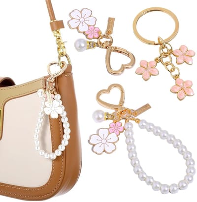Dailygoods- Sleutelhanger - Flexibel gebruik - Autosleutelhanger / Tassenbedel - Bloemenstijl - Duurzaam - Hoogwaardige materialen