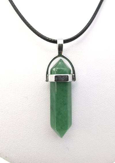 Edelsteen - Groene Aventurijn - Obelisk Hanger met - gratis - zwart - wax koord Ketting - 40cm + 5cm Verstelbaar - Alle kinderen hebben een natuurlijke aantrekkingskracht op edelstenen.
