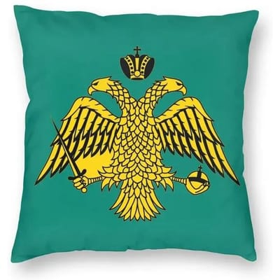 Drapeau Impérial Byzantin Par Les Églises Orthodoxes Grecques Housse de Coussin 40x40 Décoration d'Intérieur Impression Coussin Décoratif pour Voiture Double Face 50x50cm