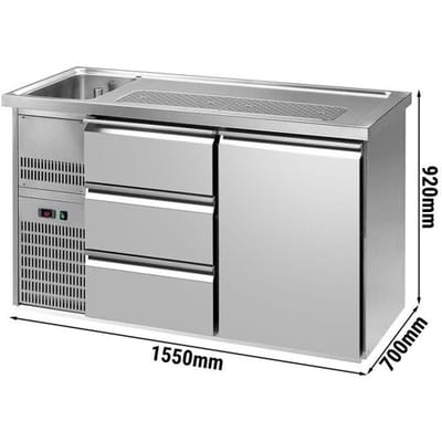 GGM Gastro Biertheke Premium PLUS - 1550x700mm - 1 Tür & 3 Schubladen