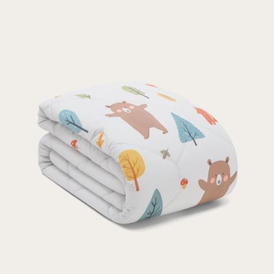 HappyBed Kinderdekbed zonder overtrek 140x200 - Wasbaar dekbed - Dekbed zonder hoes - 2 in 1 dekbed - Dekbed met print - Hoesloos dekbed - Bobby Bear