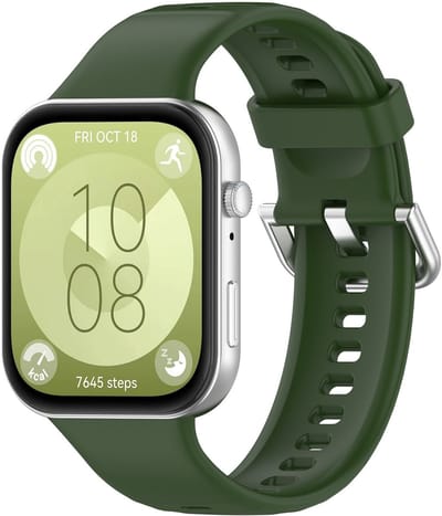 By Qubix - Siliconen bandje met gesp - Donkergroen - geschikt voor Huawei Watch Fit 5 / 4 / 3