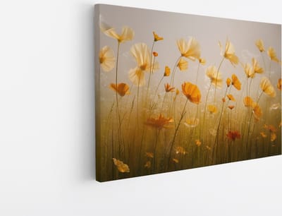 Saammp Canvas Schilderij - Gele Bloemen - Natuur - 30x20 - Foto op canvas - Wanddecoratie - Muurdecoratie Woonkamer - Kantoor Decoratie