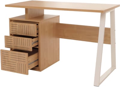Bureau MCW-O32, bureau computerbureau bureau, lade, melamine hout, 77x118x58cm ~ iep natuur