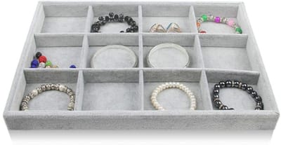 Allecto - Sieradenbox - Grijze Sieradenbox - Opbergdoos voor Sieraden - Velours - Kettingen Armbanden Ringen Oorbellen - Handige Opbergoplossing - ...
