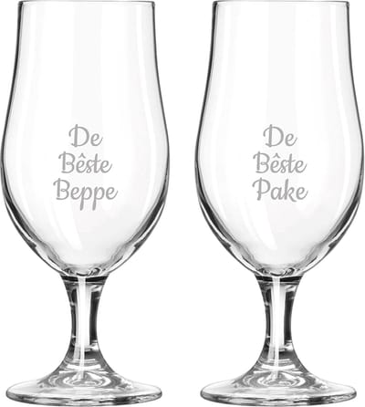 Gegraveerde bierglas op voet 49cl De Bêste Pake-De Bêste Beppe