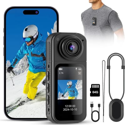 Thuys – Bodycam - Action Cam - Bewegingsdetectie - 180º Draaibare Lens – Spycam – Full HD – Zwart