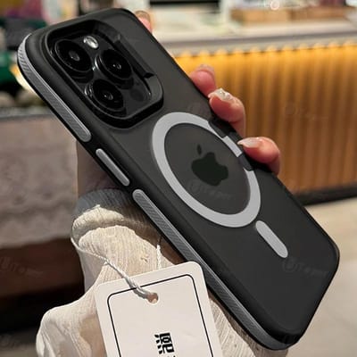 Nieuwe Tweekleurige Matte Frosted Magnetische Telefoonhoes Voor iPhone 16 15 14 Plus 13 12 11 Pro Max Doorschijnende Schokbestendige Bumper Harde Cover For iPhone 14 Pro black