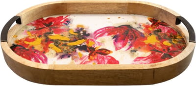TS Collection - Dienblad Sweet magnolia - 40x26x4 - Metaal & Epoxy - Exclusieve woonitems voor binnen - Handgemaakt - Unieke print - Designed by Lammie