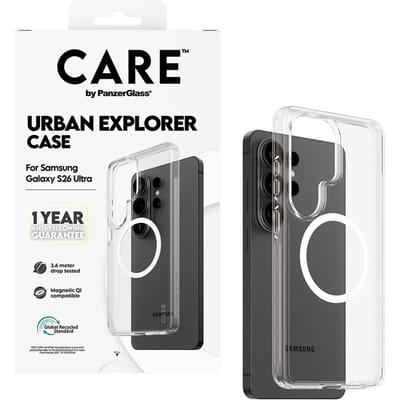 CARE by PanzerGlass Urban Explorer Case - Transparant w. - Wit Qi Samsung Galaxy S26 Ultra