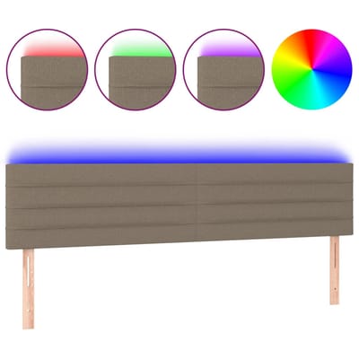 vidaXL - Hoofdbord - LED - 200x5x78/88 - cm - stof - taupe