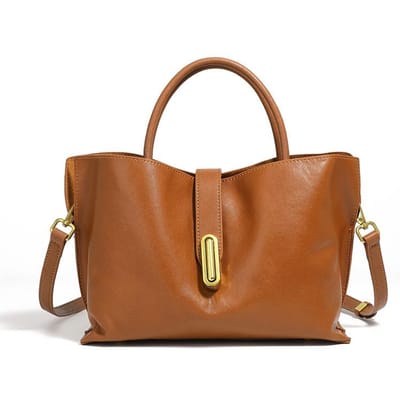 Nouveau Sac Cabas en Cuir de Vachette Tanné Végétal Couche Supérieure Mode de Niche Sac à Main pour le Travail Sac Bandoulière pour Femme 25*9*18 brown