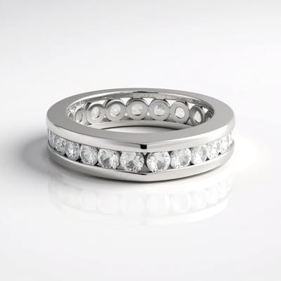 Cavill - Brede Zilveren Ring 925 Sterling Zilver met Platina Coating - 22 Cambodjaanse Briljant Geslepen Zirkonia's - Luxe Sieraden voor Vrouwen