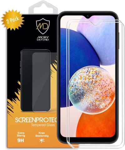 2-Pack MobyDefend Screenprotectors - Geschikt voor Samsung Galaxy A14 - Case-Friendly Screensaver - Gehard Glas