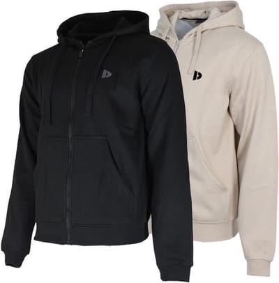 2-Pack Donnay - Sweatvest met capuchon (Bruce) - Sportvest - Heren - Black/Sand (598) - maat M