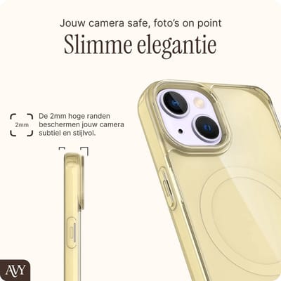 AVY Hoesje geschikt voor Apple iPhone 15 | Compatibel met MagSafe | Back Cover | Haakjes voor koord | Geel