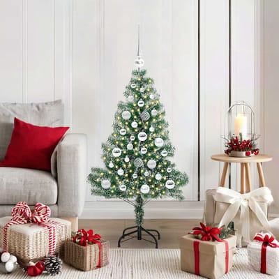 vidaXL - Kunstkerstboom - Sneeuw - Gevlokt - met - LED - Licht - Groen - en - Wit - 120 - cm