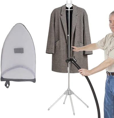 Inklapbare telescopische stoompanhouder voor kleding – draagbare stoomstandaard met kleerhanger en strijkhandschoenen