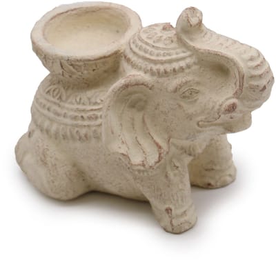 Ancient Wisdom - Decoratief beeld - Olifant wierook- en kaarsenhouder multicolor zoutsteen - beeldje - figuur - interieuraccessoire - cadeau - ornament